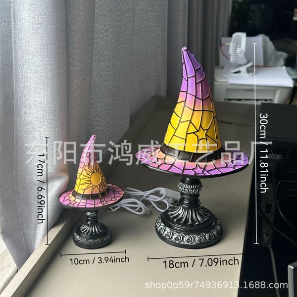 Gothic Witch Hat Lamp, Halloween Resin Night Light, Spooky Home Decor*Small size 18cm*White White Small size 18cm