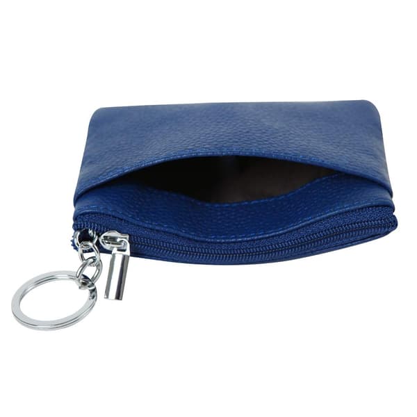 Women's Genuine Leather Wallet, Mini Keychain Pouch, Green Blue Blue