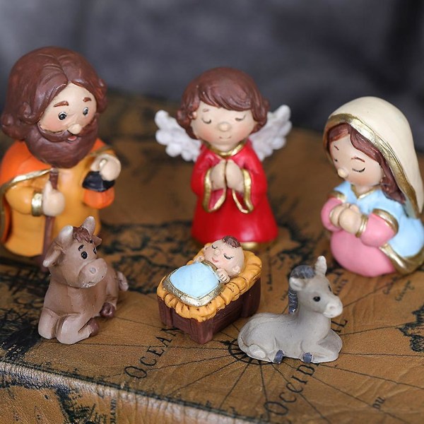 Christmas Manger Dekoration Kit Baby Jesus Staty Resin Crafts Vit Utan bas