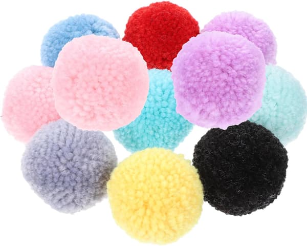 12 stk farverige fluffy pompomkugler DIY håndværksmaterialer bløde polyesterpufkugler