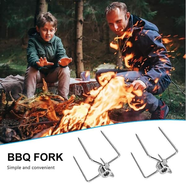 2 stk Grill Rotasjonsgrill Gaffel Tilbehør Grillgaffel(qb)