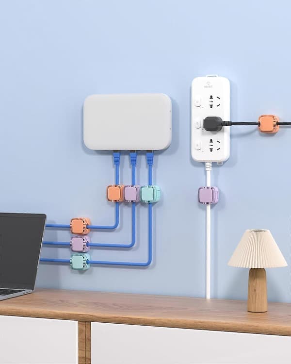 6-pack Magnetic Cable Organizer Cable Clips - Adjustable Under Desk
