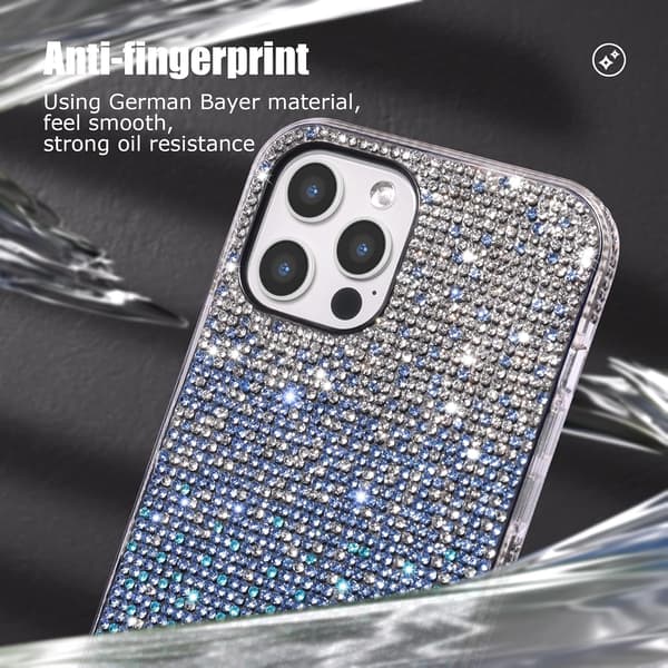 Bling-fodral för Apple iPhone 16 Pro, Lyxigt Glittrande Diamant Sött Trefärgat Gradientfodral för Kvinnor & Flickor Sof