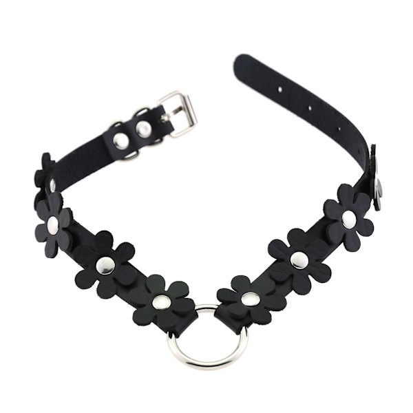 Svart justerbar elastisk PU-skinn Punk Gothic for kvinner og jenter, veldig sikker og lett å bruke (33cm~39cm)