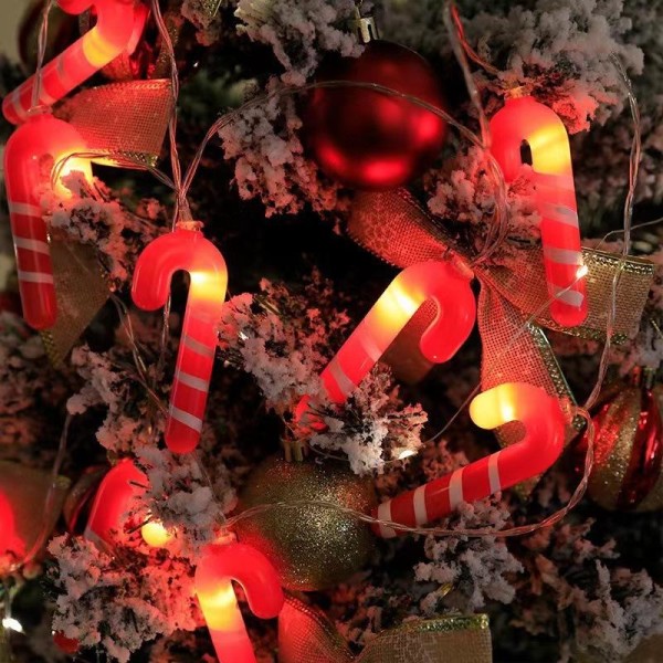 Julepindelys, dekorative lys til juledekoration, med 10 LED-batterier til badeværelse, soveværelse, fødselsdag