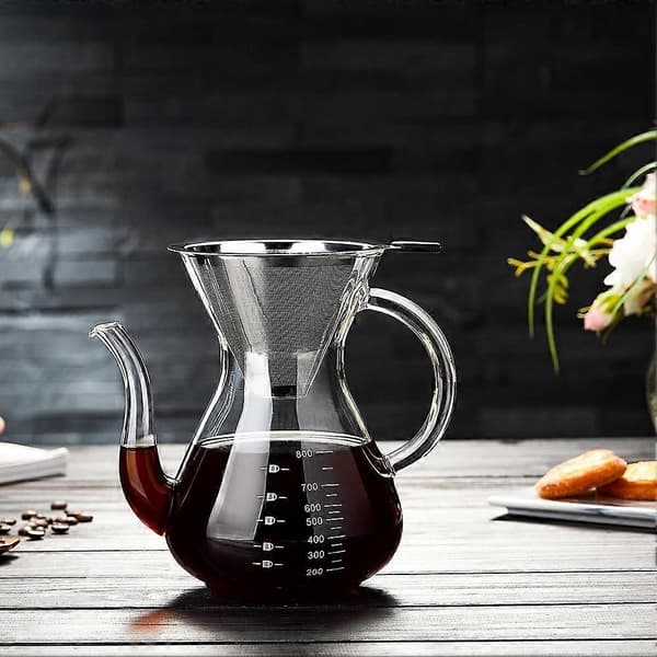 Hell over kaffetrakter, kaffekanne i glass, manuell kaffedryppbrygger, hell over kaffe, hell over