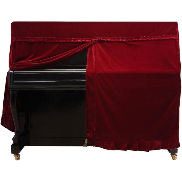 Opprettstående pianodeksel, oppreist pianodeksel fløyelsbeskyttelsesdeksel brunt pianotilbehør