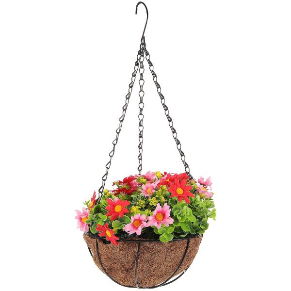 Konstgjord Rattan Hängande Blomkruka Växt Hängande Korg Växter Blomkruka Lila 25x25x48cm
