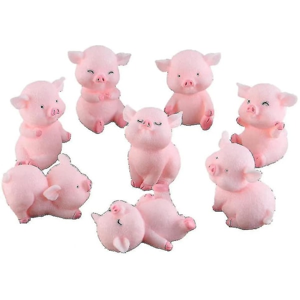 8 stk miniatyr grisefigurer, grisekake topper Cupcake toppers, figur miniatyrer, grise kake