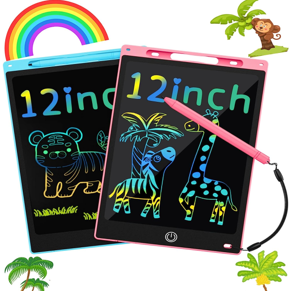 2st LCD skrivplatta för barn, ritplattor Toddler Doodle Board 12 tums skrivplatta ritplatta, Trip Tra