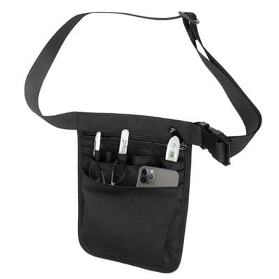 Nurse Belt Bag Multifunctional Nurse Tool Holder with Multiple Pockets Adjustable - Black