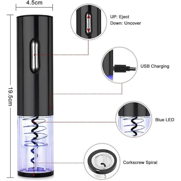 USB Laddningsbar Elektrisk Korkskruv Automatisk Flasköppnare Laddningsbar Elektrisk Flasköppnare Professionell Korkskruv Champagneflasköppnare Present Id