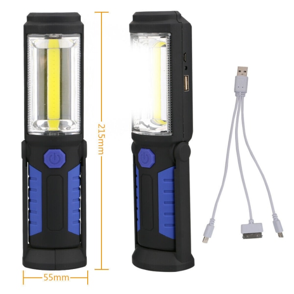 Blå Inspektionslampe Genopladelig LED Lampe, Genopladelig LED Arbejdslampe Med Magnetisk LED Lommelygte Lampe Inspektionslampe