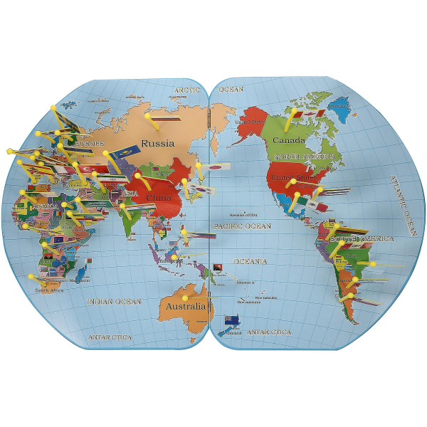 1 set världskarta pusselleksaker Världens flaggor Leksaker Geografiska kognitiva leksaker BarnleksakerAsorterade C Assorted Color 52.6X34.3X1CM