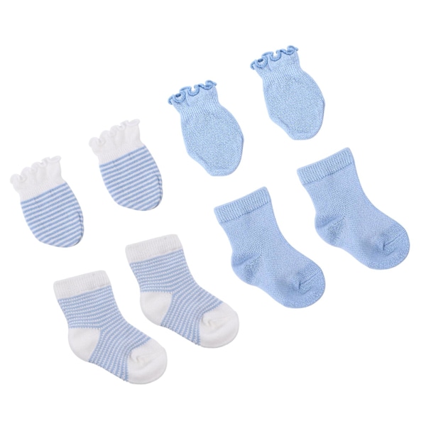 4 paria vauvan sukkia ja lapasia Suloiset mukavat vastasyntyneen nilkkasukat ja -lapaset Sininen 12x6x0,3cm