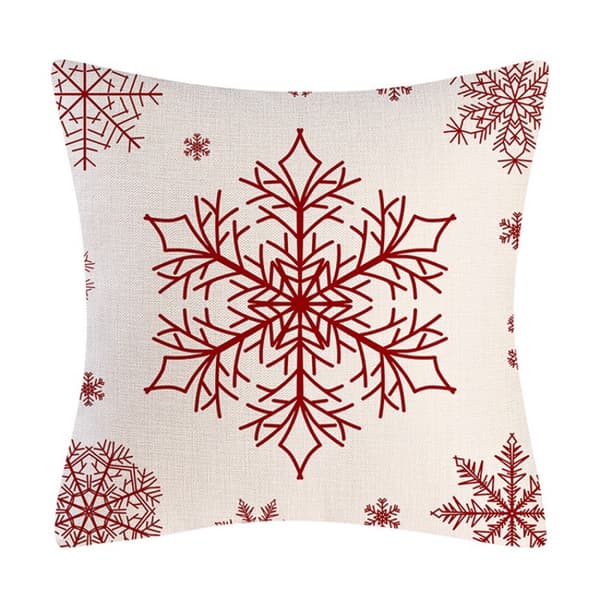 Cotton and Linen Snowflake and Christmas Tree Square Pillowcase