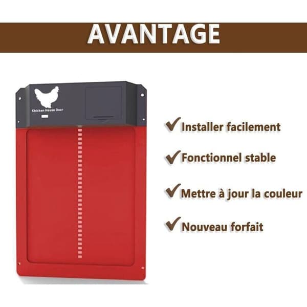 Automatic Chicken Coop Door, Chicken Door with Light Sensor, Waterproof Automatic Induction Battery-Powered Light Sensor, Safe Chicken Rearing