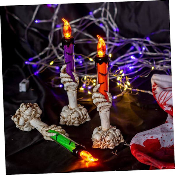 3 kpl Halloween-koristekynttilät Juhlaherkkuja Elektroniset Kynttilätarvikkeet Halloweenin liekittömät Kynttilät Luuranko-kynttilälamppu E