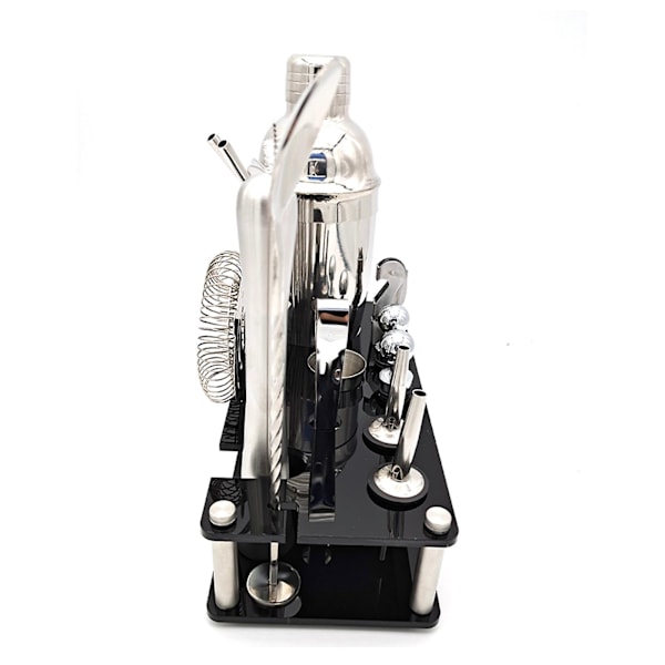 Cocktail Shaker-sett med akryl-stativ, 17 deler, gaver til menn pappa bestefar, rustfritt stål Barten Silver 17pcs