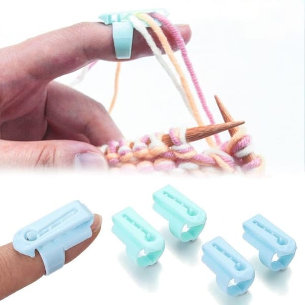 4 pcs Guides Sewing Accessories Wool Sweater Knitting Tool Yarn Guides Finger Divider Thimble Ring Practical Design and Durable Sewing Thimbles (Blue a