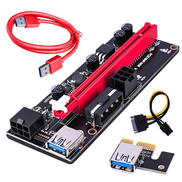 Extender Riser Card Adapter Usb3.0 1x Till 16x S-ata 4pin power Pci-e ExpreRed Red