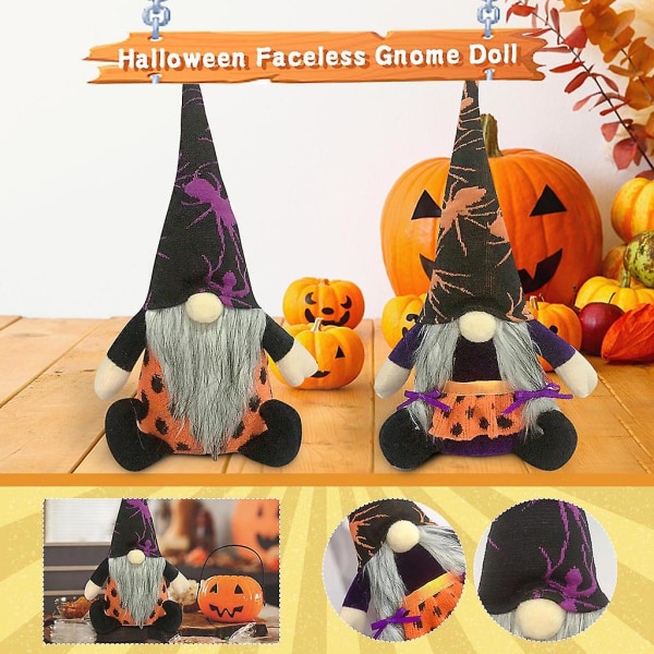 Halloween-kääpiö Käsintehty Kääpiö Pehmolelu Hämähäkki Haamu Skandinaavinen Tomte Koriste Violetti haamuhattu