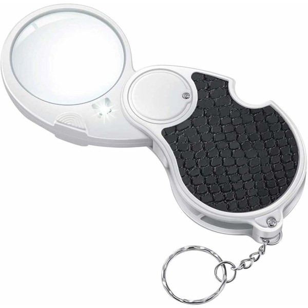 Upplyst Handhållen Fickförstoringsglas, Mini Vikbart Upplyst Förstoringsglas för Läsning, Inspektion, Svag Syn, Flip-Up