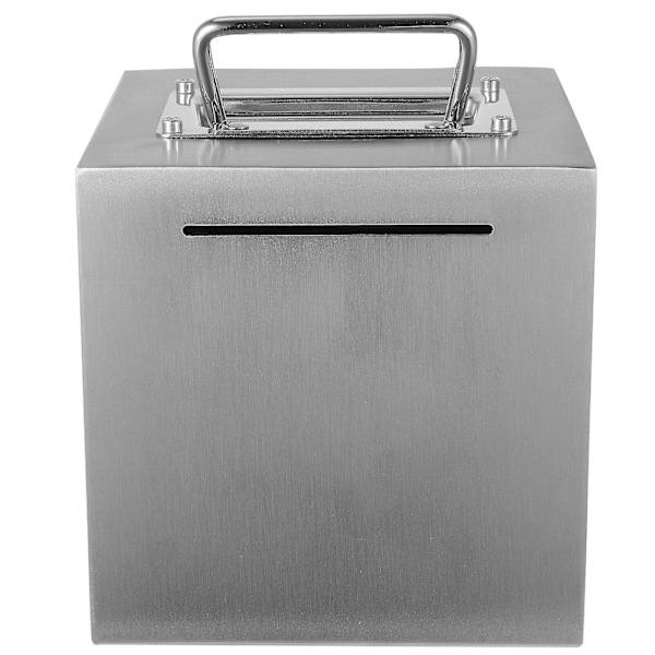 Spargris i Rostfritt Stål, Metallspargris för Vuxna, Silver, 15X15X15CM