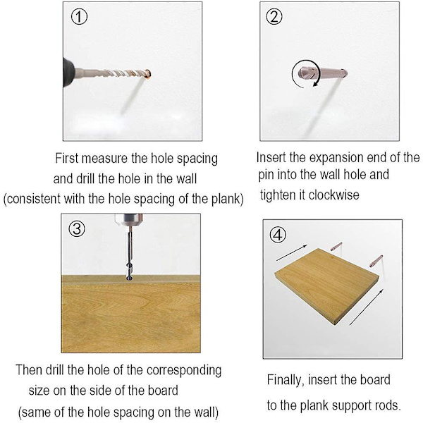 [6 stycken] 12x120 mm Dolda Flytande Hyllfästen Väggmonterade Hyllfästen - Tunga Osynliga Fästen Dolda Hyllfästen för DIY Vägg