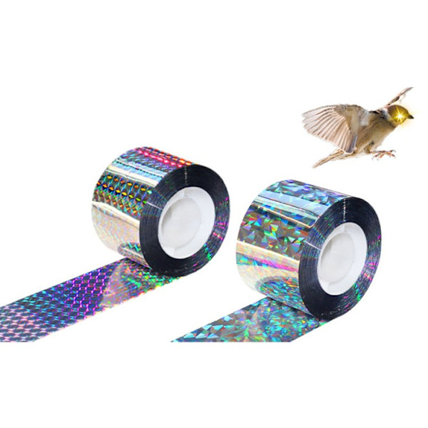 2-pack Fågelavvisande Remsa Holografisk Remsa för Fåglar Anti-Fågeltejp 80m x 2,4cm Dubbelsidig Anti-Fågelavvisande Remsa för Utomhus