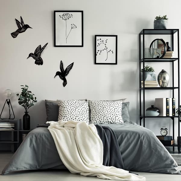 3 kpl puinen seinätaide, kolibri, 9 tuumaa