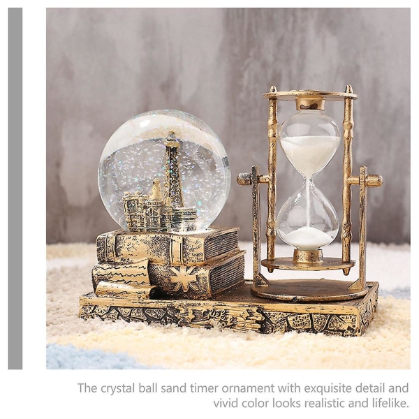 Crystal Inner Iron Tower Statue Bordplate Musikk Krystallkule Timeglass uten batteriGylden16,5x13cm Golden 16.5x13cm