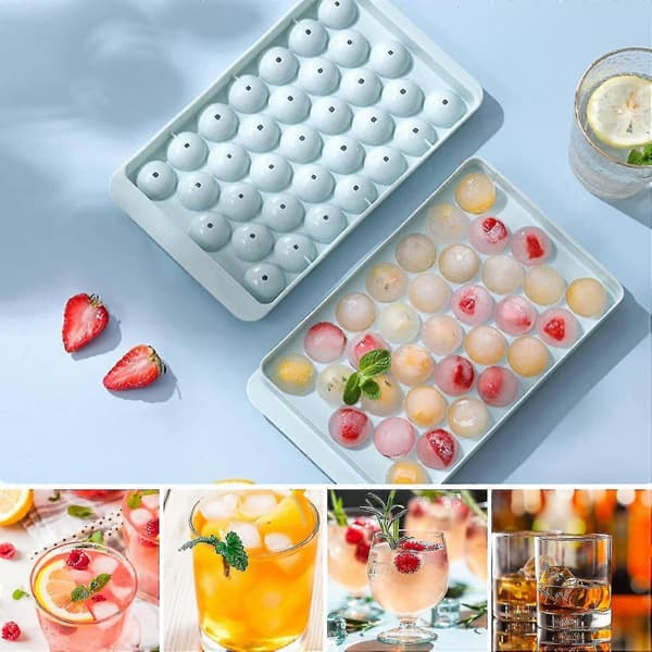 Ice Cube Mold, 1 pc 33-hole Small Ice Ball Mold with Lid, Spherical Ice Cube Mold for Freezer, Ice Ball Maker