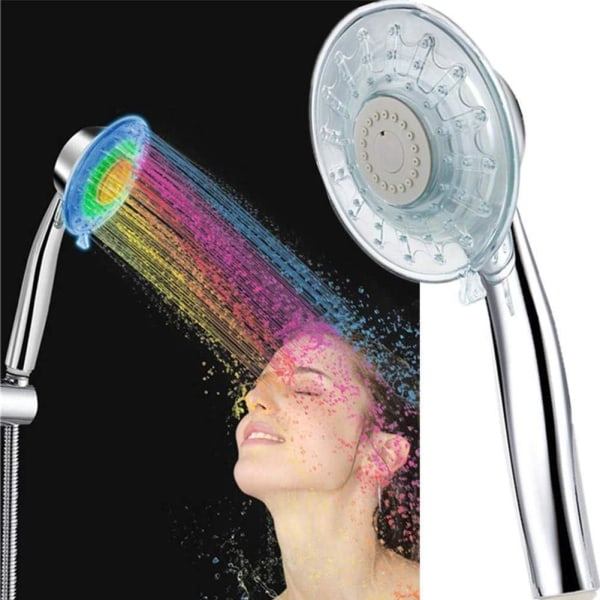 LED hånddusj 7 typer fargeskiftende dusjhode Justerbar vannstrøm