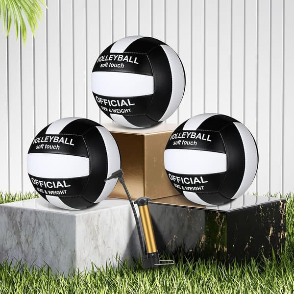3-pack volleybollar storlek 5 med pump, svart, vit