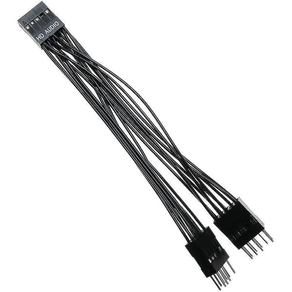 Bundkort HD Audio Forlængerkabel 9pin 1 Hun Til 2 Han Y Splitter Kabel Sort Til Pc Diy 10cm