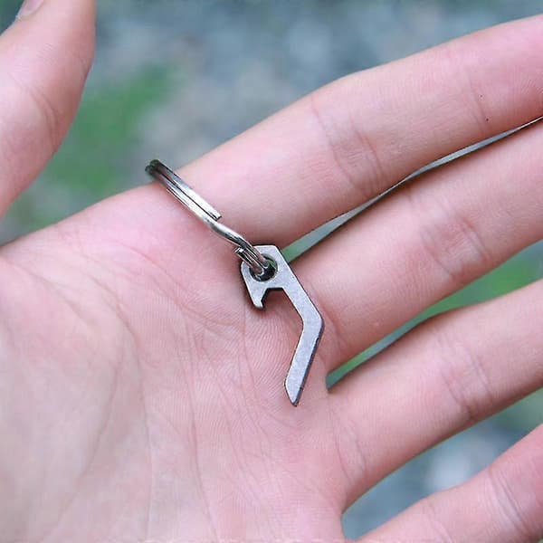 Flaskeåbner i rustfrit stål, mini, flad, til øl, udendørs overlevelse, lomme nøglering, værktøj, camping (2 stk, sølv)