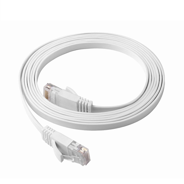 Cat6-usymmetrisk Kategori 6 Gigabit Ren Kobber 8-kerne Fladt Netværkskabel 787,4inHvid