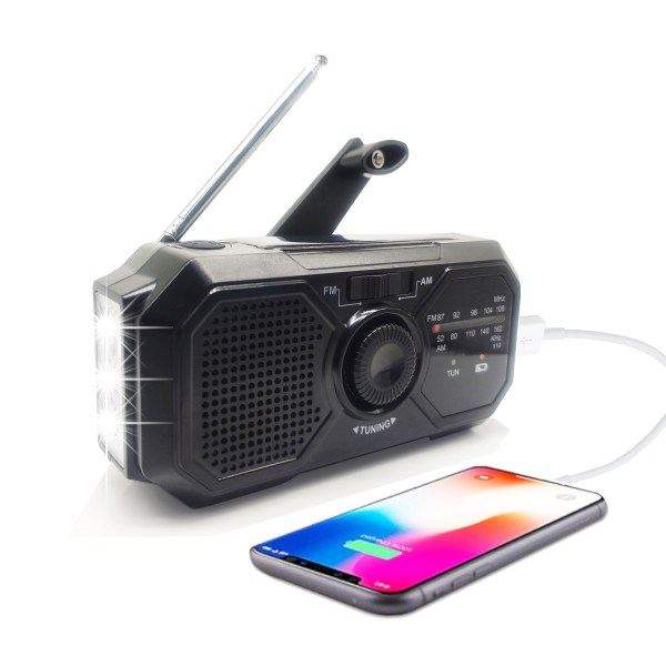 Bärbar Radio Handvev Solradio Överlevnad AM/FM Dynamo Radio USB-C 2500mAh Uppladdningsbar med LED-ficklampa SOS-alarm Kompass