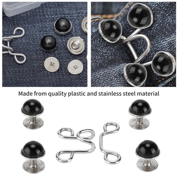 Practical Reusable Button Pins - 16 Pcs, Sturdy and Durable, Detachable Card Slot Design, Small Black Pearl