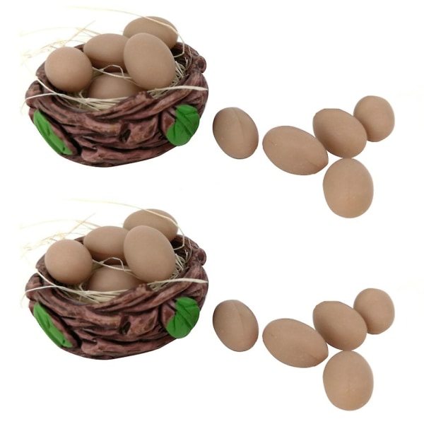 2 Sets Miniature Egg Nest Accessory Small House Diy Accessory Set Children GiftCoffee1.1X0.7CM