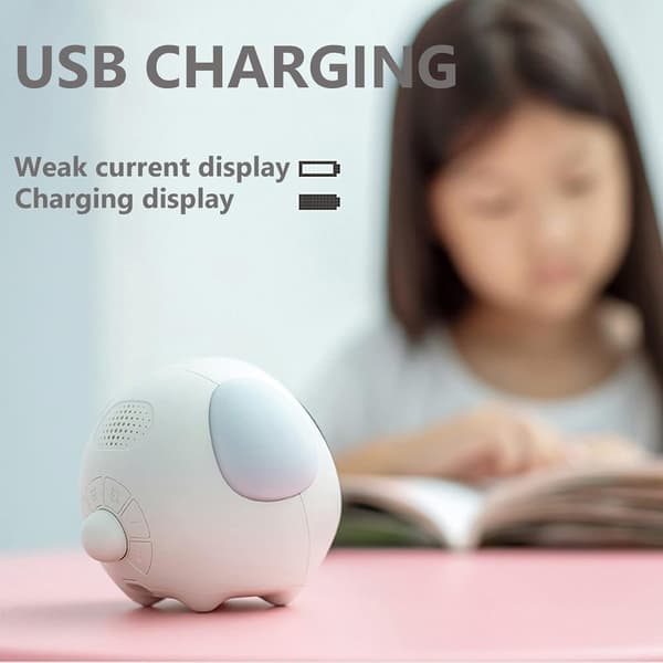 Children's alarm clock with alarm function, punctual report, voice-controlled night light, adjustable brightness, temperature detection and