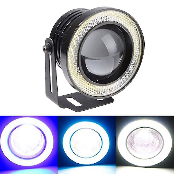 30W Bil LED COB Halo Ring Angel Eyes Lys Hovedlys DRL Kjørelykt Tåkelys Pære 3,5 tommer Blå Ring 3.5 inch Blue Ring