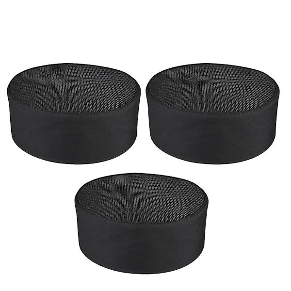 3 st La Caps Män Köks Skallehatt Kock Toque Bagare Hatt Kock Huvud Wrap Matlagning Beanie Svart 19X19CM