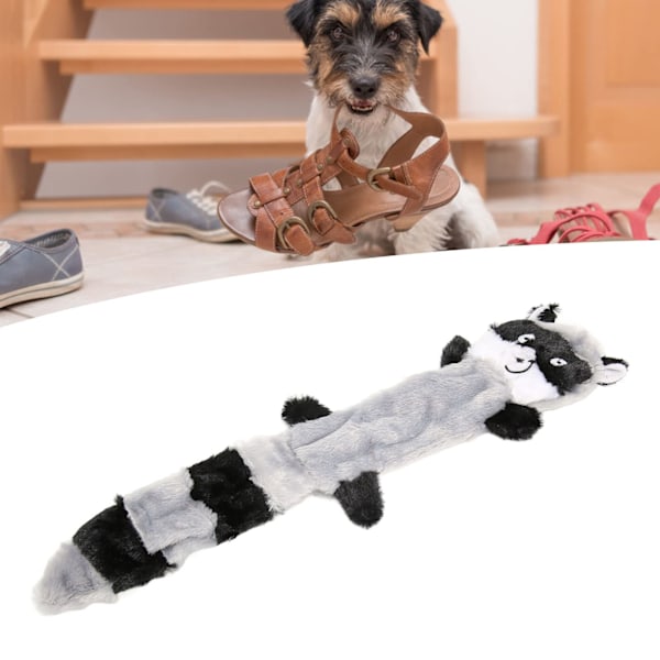 Plyslegetøj til kæledyr, slidstærkt tyggelegetøj til hunde, pibelegetøj til hunde med ræv/egern, tyggelegetøj uden fyld til små, mellemstore og store hundehvalpe, grå