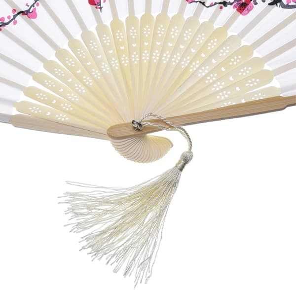 (Set med 2) Bambu Vikbara Handfläktar med Snöre för Kvinnor, Väggdekoration eller Present