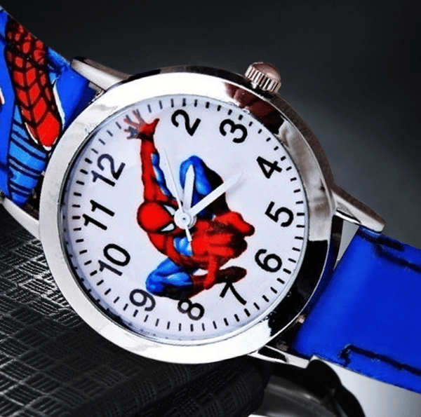 Barn gutter Spiderman kvartsklokke med armbånd blå blue