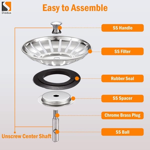 Stainless Steel Kitchen Sink Strainer Plug Diameter: 78 mm