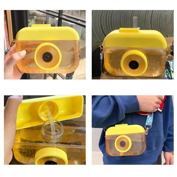 Søde stråvandflasker med krydsrem til kvinder Kawaii vandflaske til børn til skolerejser (1 stk) gul yellow