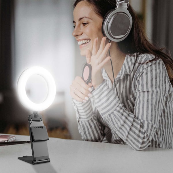 Videoopplysning, mykt lys for videokonferanser, zoom-lys for bærbare datamaskiner med klips, trinnløs dimming